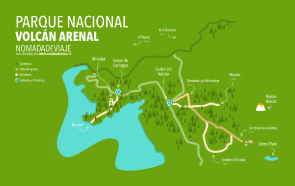 Parque Nacional Volcan Arenal Mapa Nomadadeviaje 600x378 